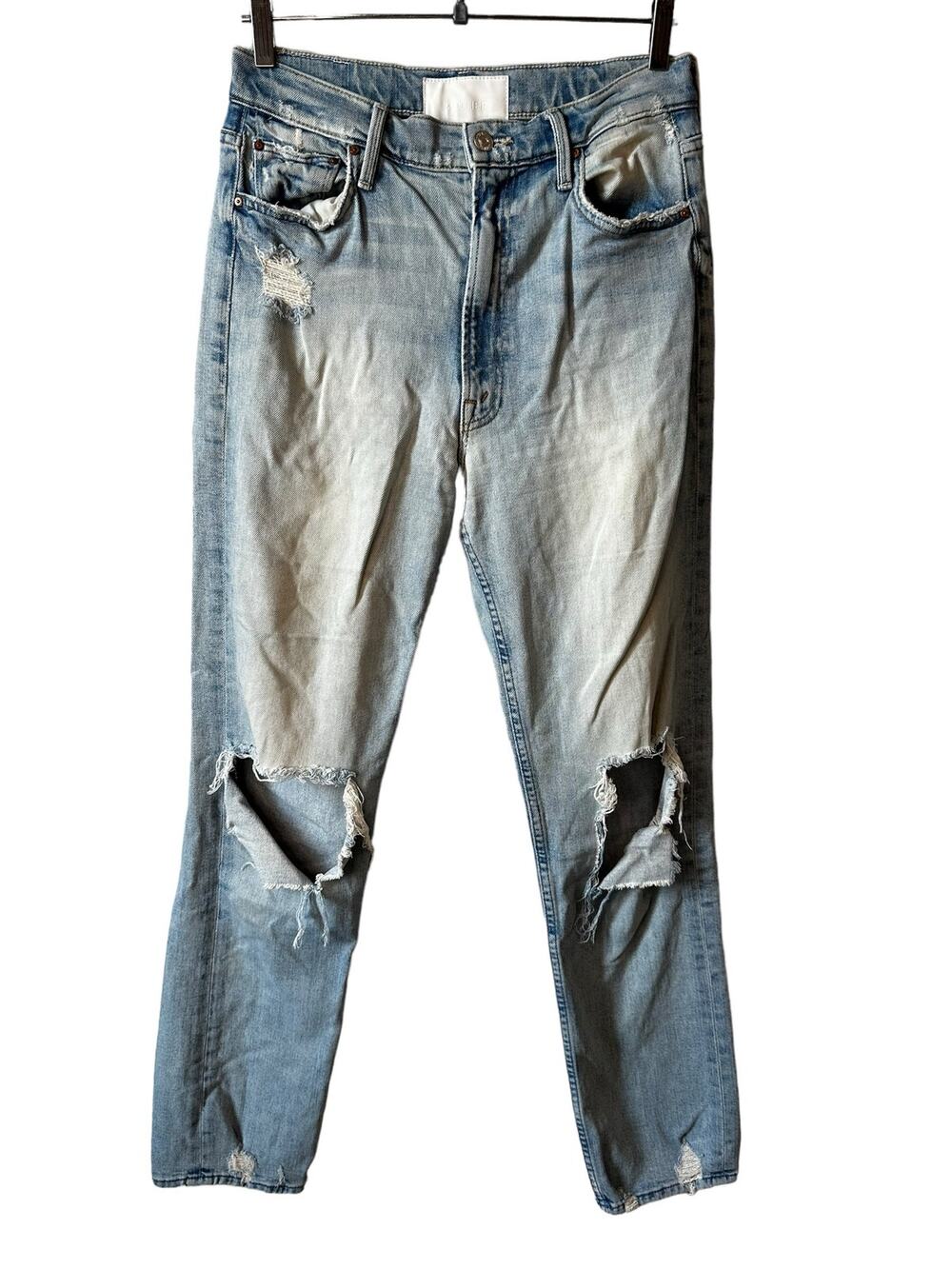 Mother Superior New Womens High Waisted Rider Distressed Jeans Sz 30 Casual USA